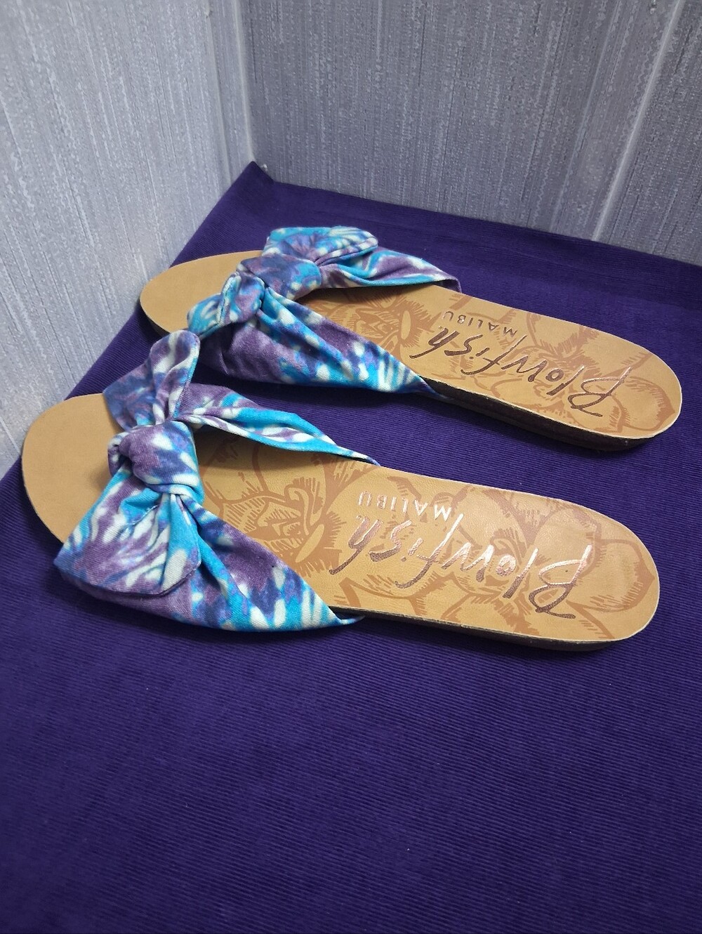 Blowfish Malibu Bow Slides Sandals Blue Purple Size 10 - Picture 6 of 9